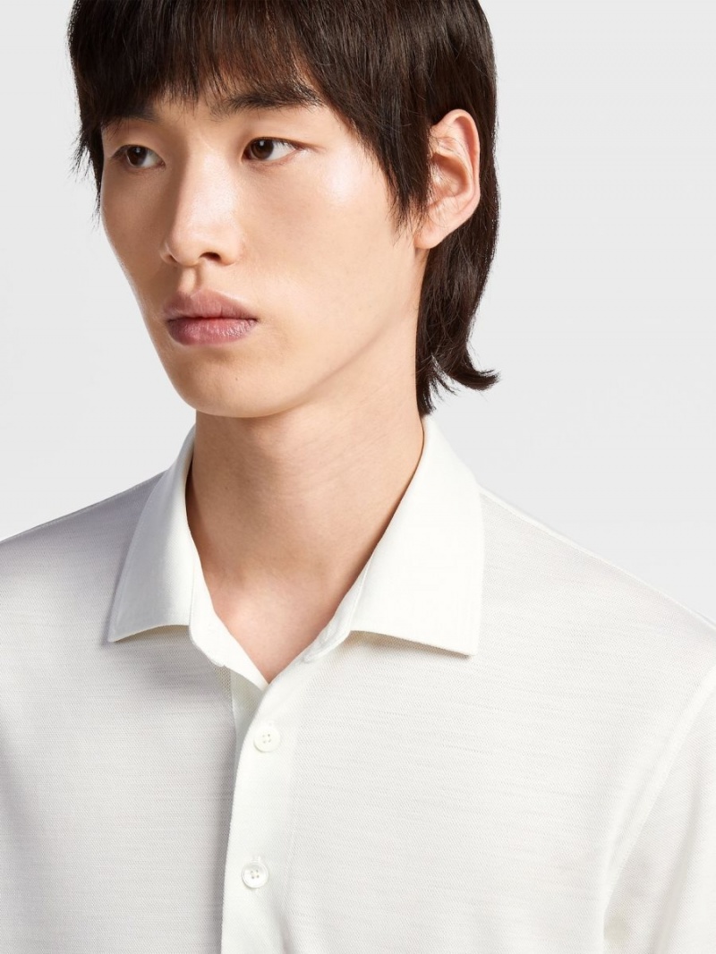 White Zegna High Performance Wool Polo Shirt | IWQMOVN-59