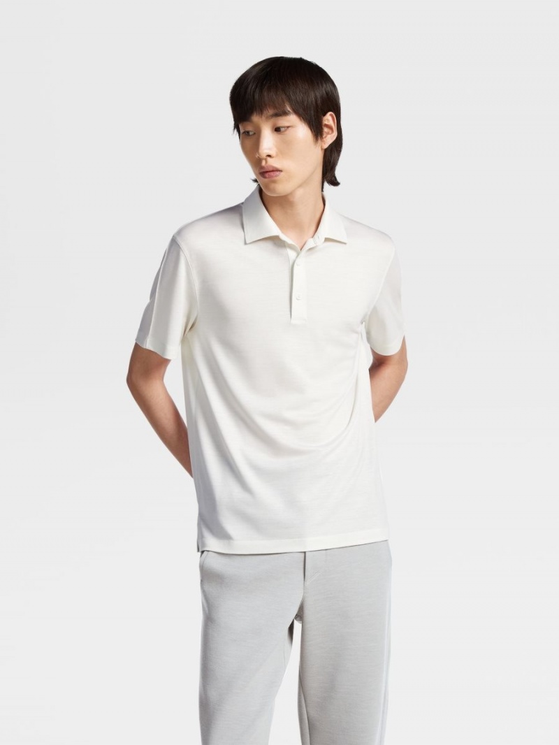 White Zegna High Performance Wool Polo Shirt | IWQMOVN-59