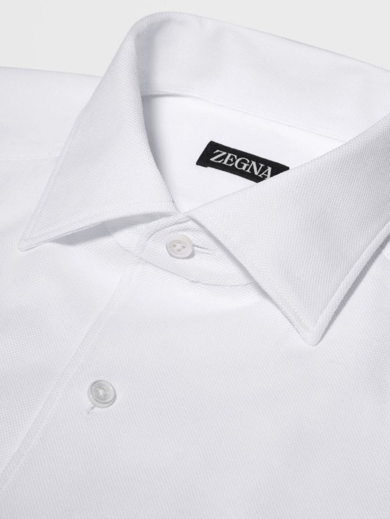 White Zegna Jersey Cotton Long-sleeve Shirt | HDQWKPZ-19