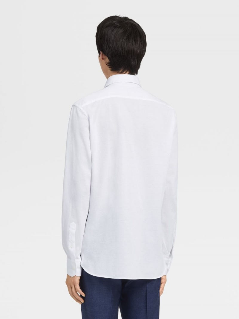 White Zegna Jersey Cotton Long-sleeve Shirt | HDQWKPZ-19