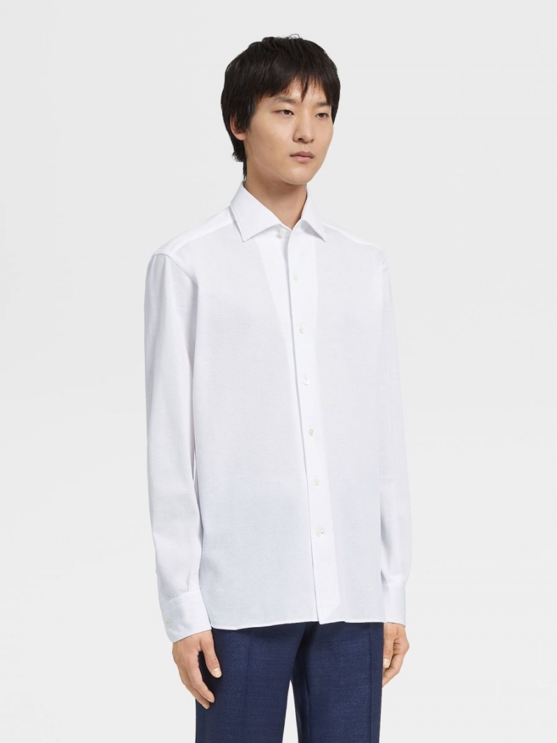 White Zegna Jersey Cotton Long-sleeve Shirt | HDQWKPZ-19