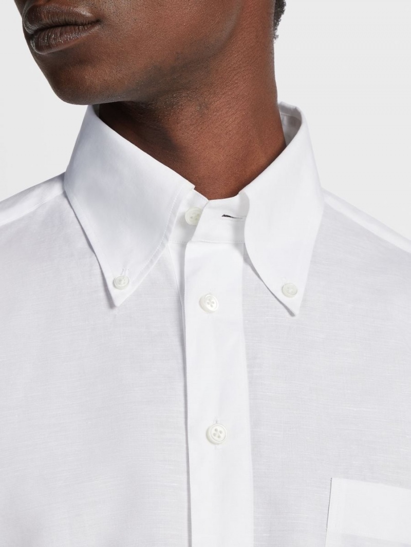 White Zegna Linen And Cotton Shirt | IZGQHVN-07