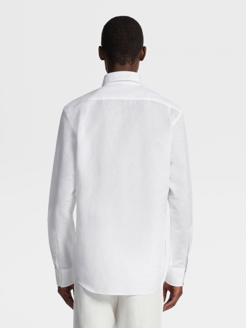 White Zegna Linen And Cotton Shirt | IZGQHVN-07