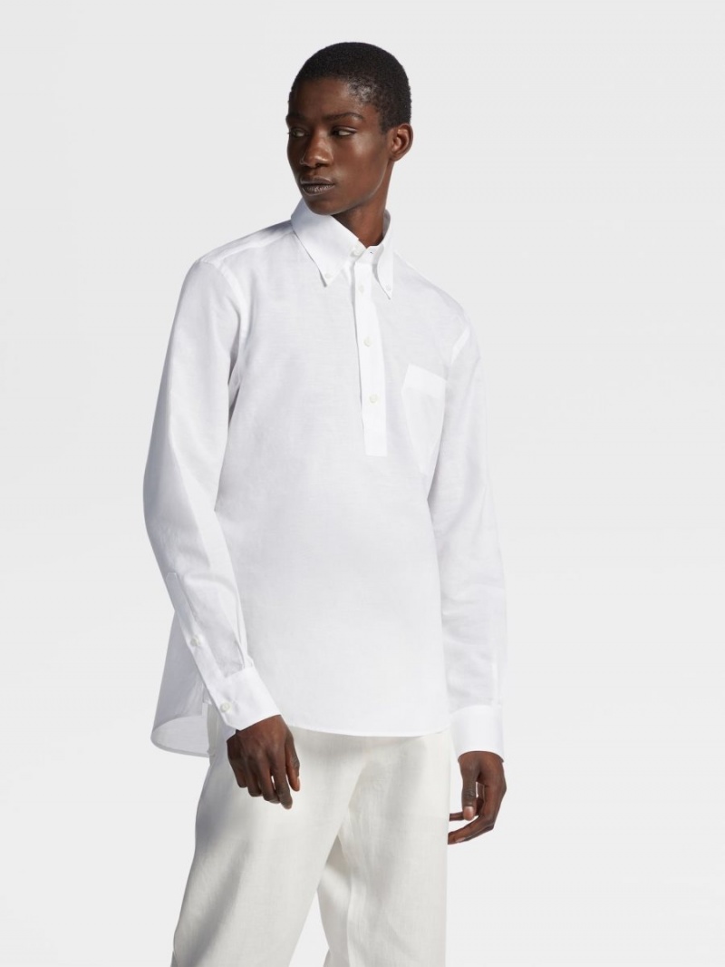 White Zegna Linen And Cotton Shirt | IZGQHVN-07