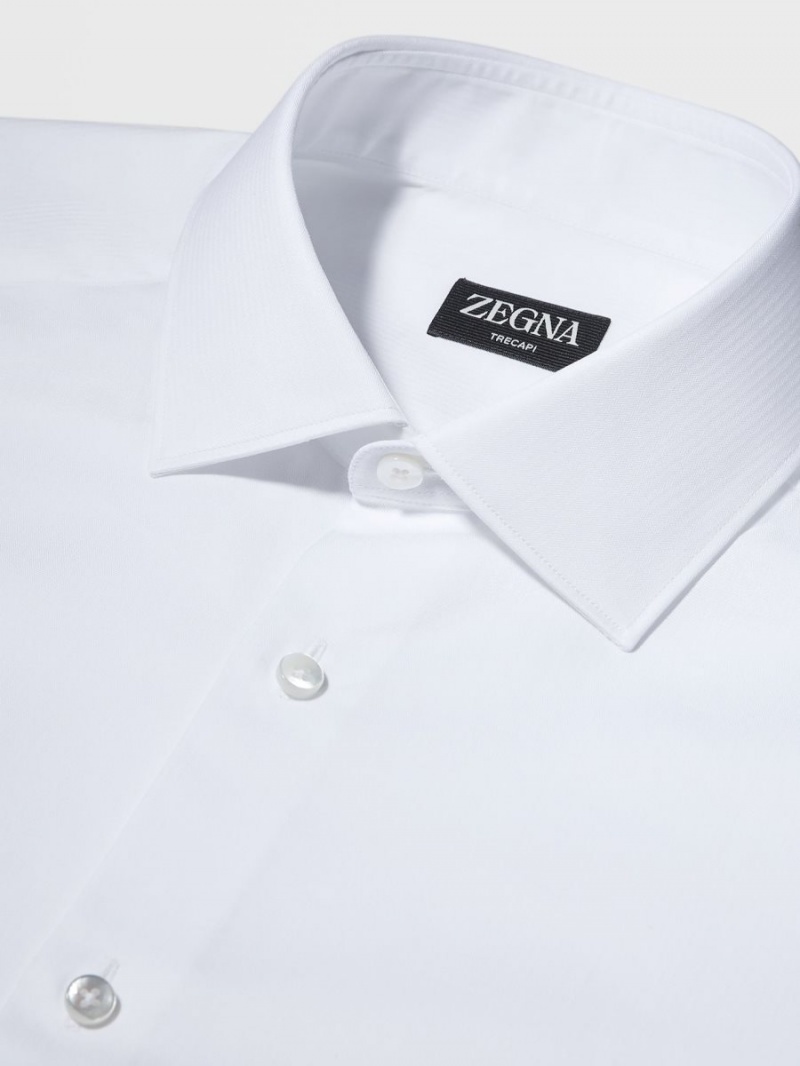 White Zegna Micro-striped Trecapi Cotton Shirt | HNIWBUK-76