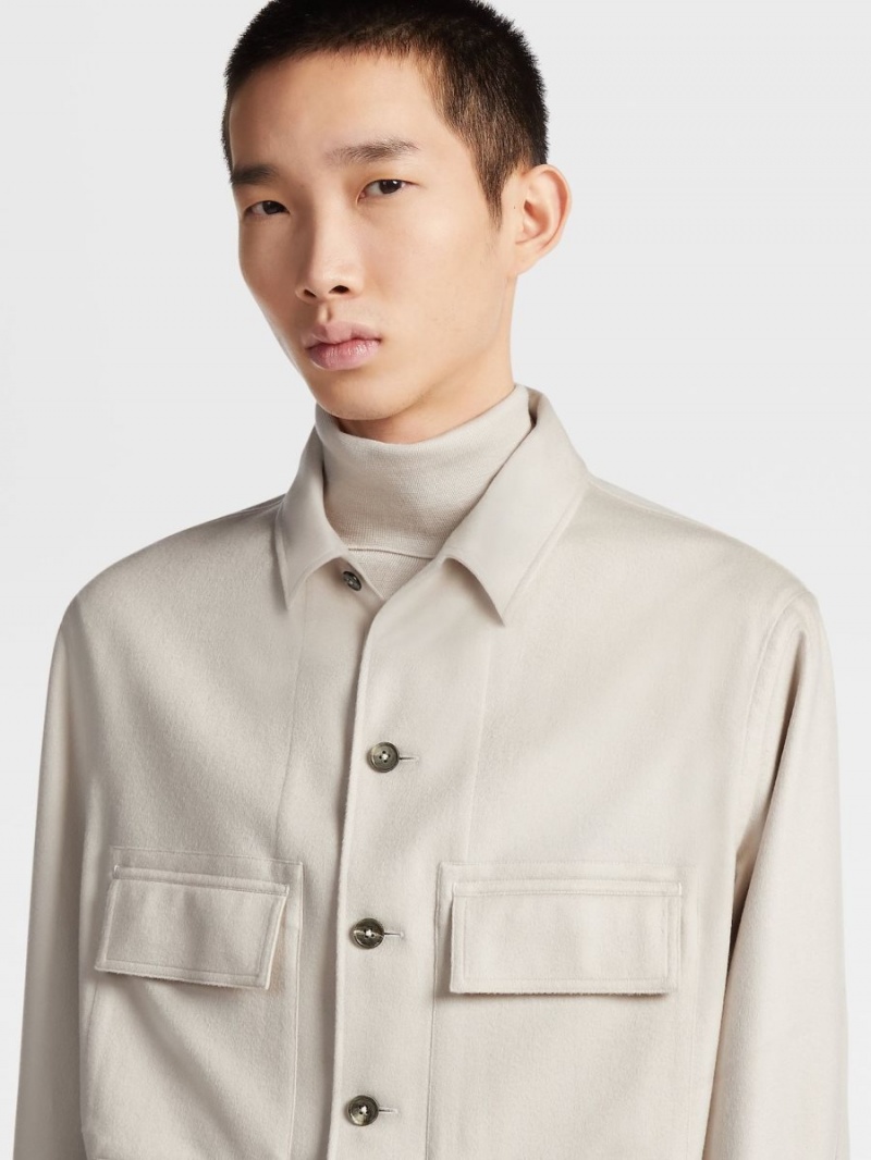 White Zegna Oasi Cashmere Alba Overshirt | PGNALXB-31