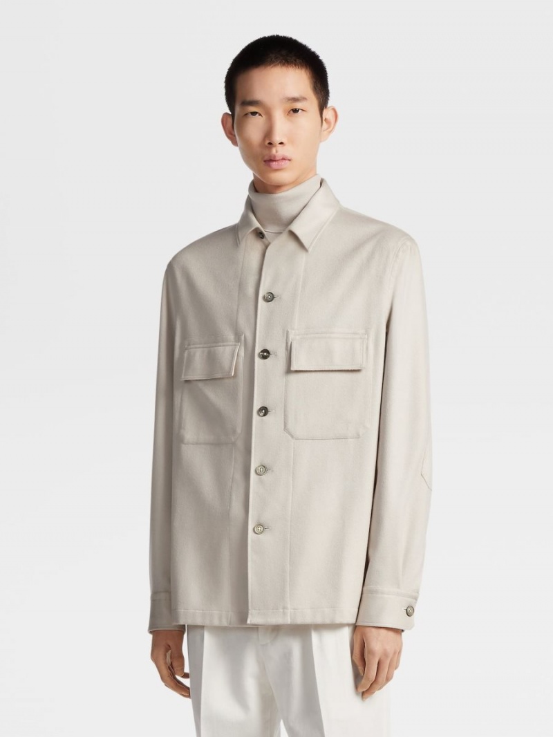 White Zegna Oasi Cashmere Alba Overshirt | PGNALXB-31