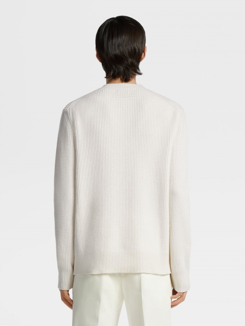 White Zegna Oasi Cashmere Crewneck | SQEKOIZ-57