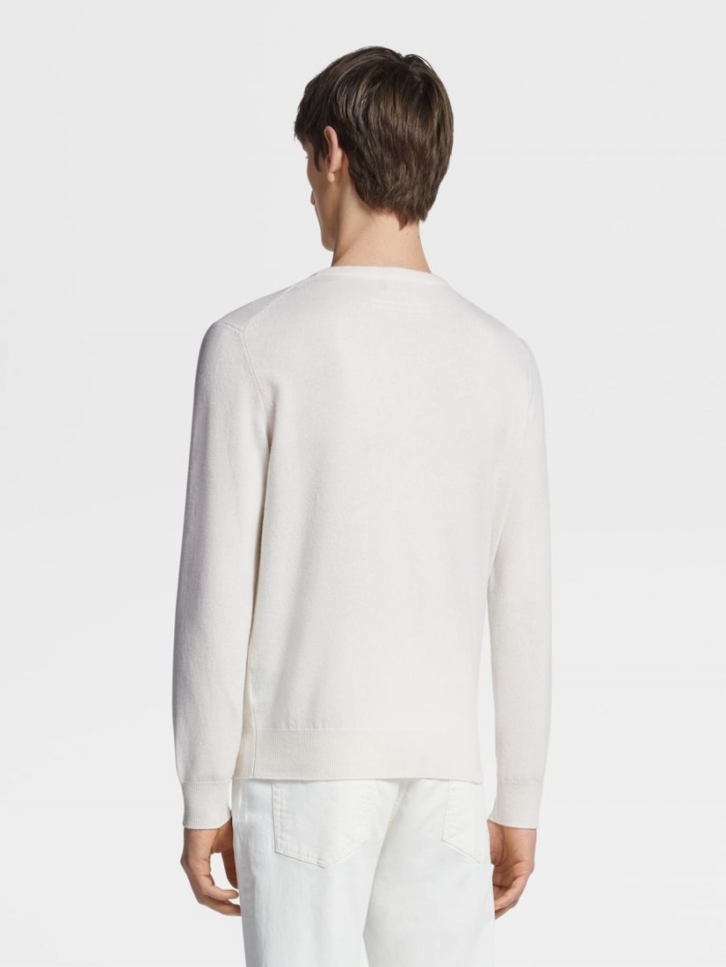 White Zegna Oasi Cashmere Crewneck | ZIOUKAS-16