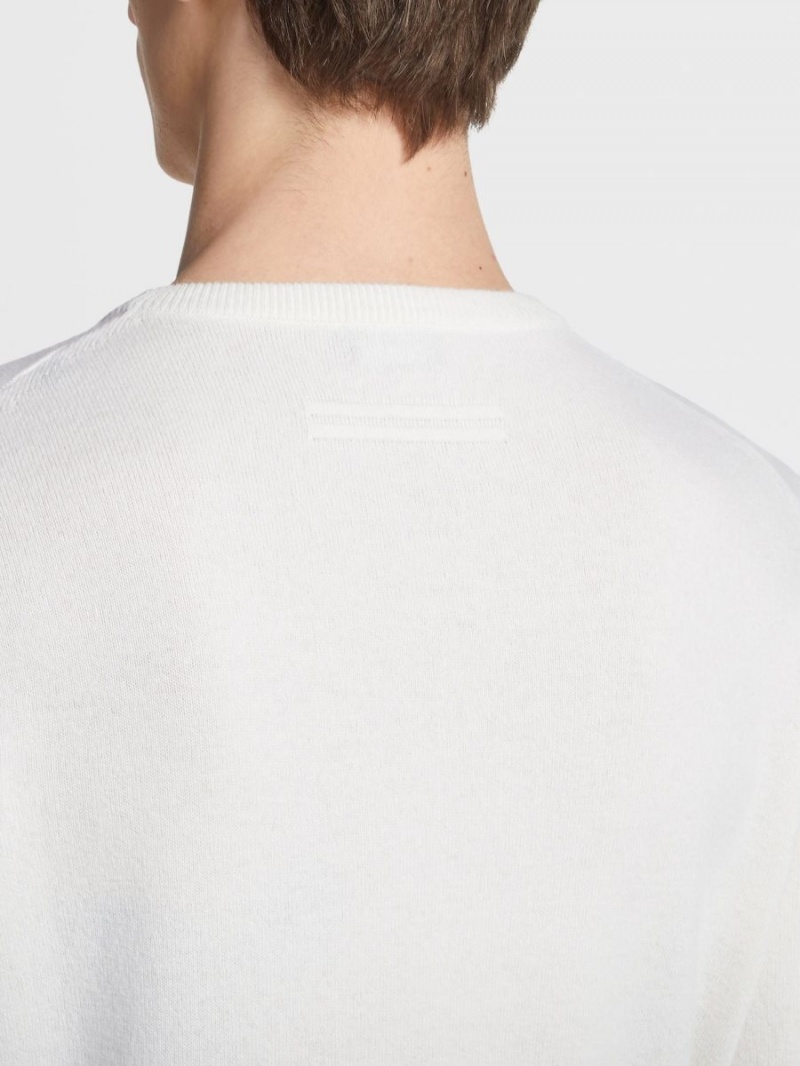 White Zegna Oasi Cashmere Crewneck | ZIOUKAS-16