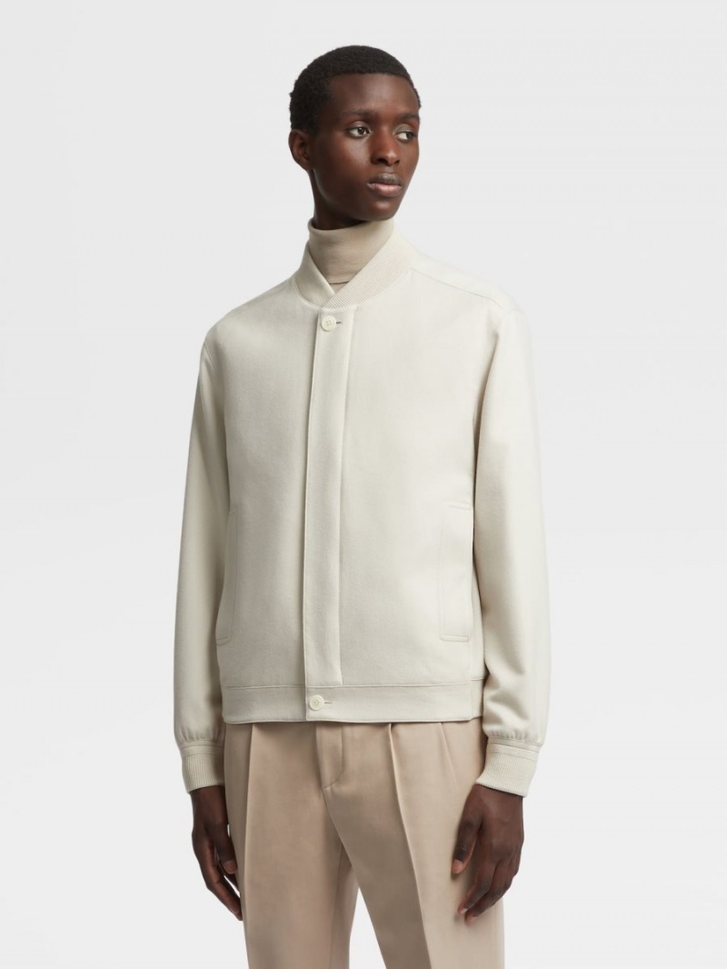 White Zegna Oasi Cashmere Elements Bomber | IJEFXWR-29