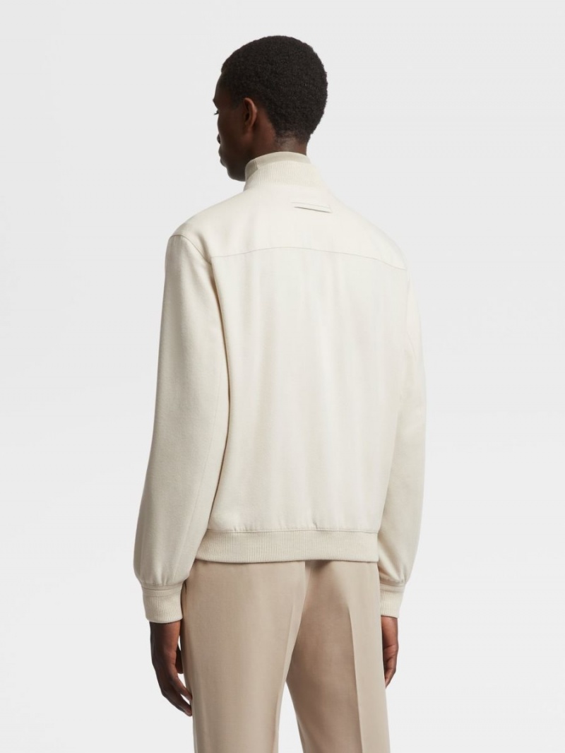 White Zegna Oasi Cashmere Elements Bomber | IJEFXWR-29