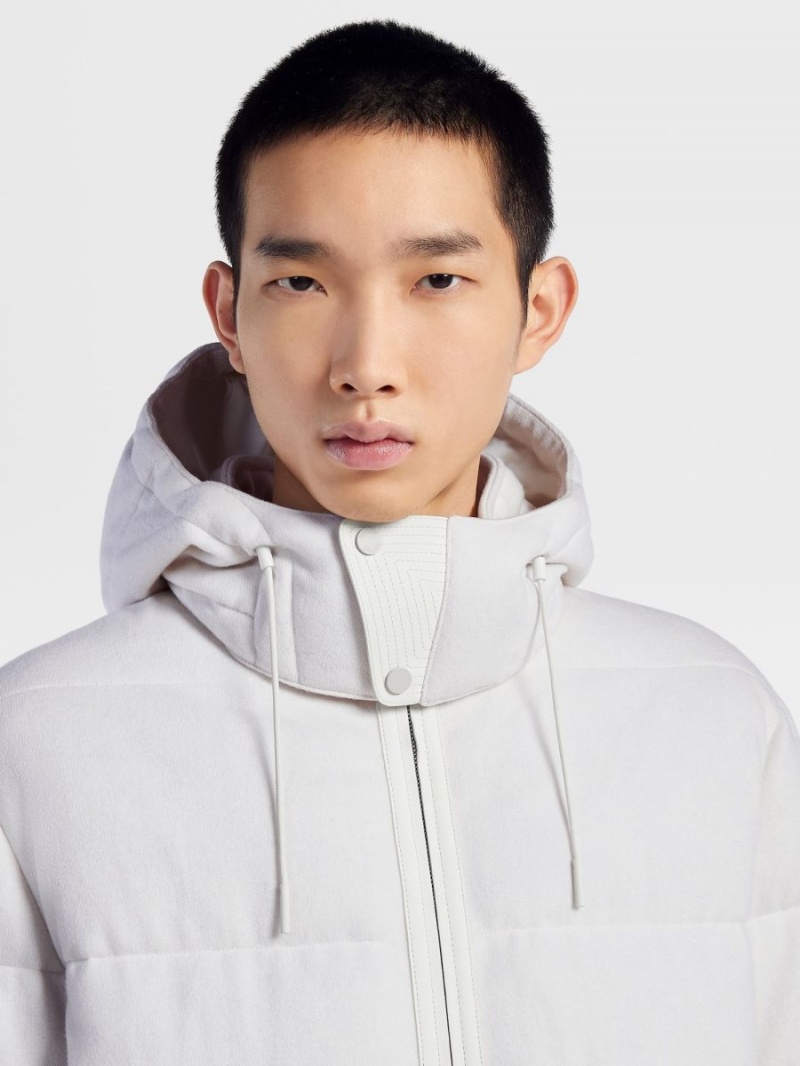 White Zegna Oasi Cashmere Ghiaccio Blouson | ZRXMAJY-62