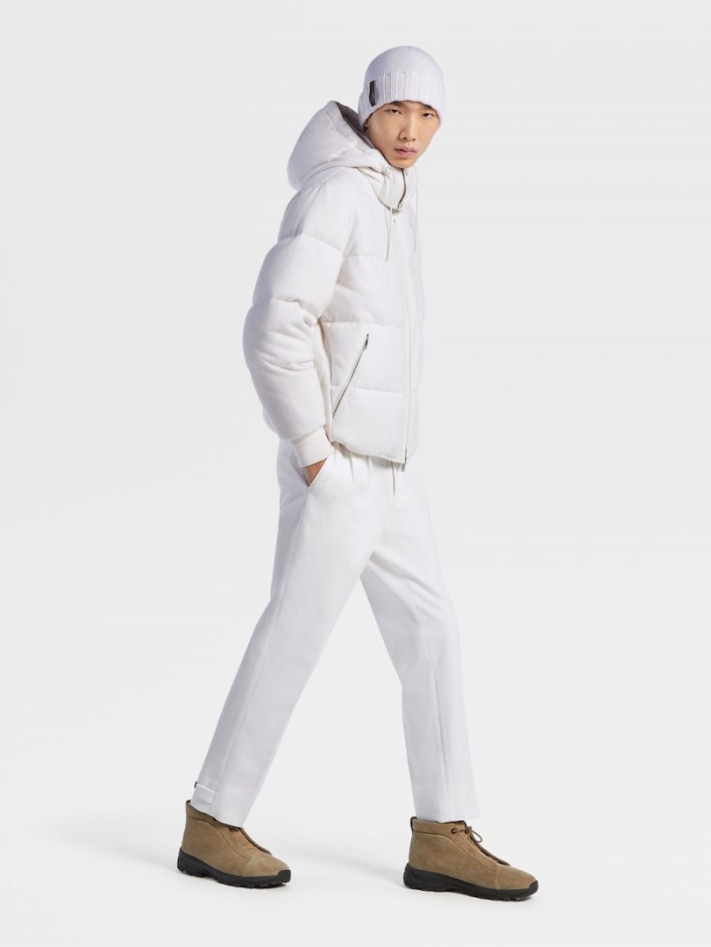 White Zegna Oasi Cashmere Ghiaccio Blouson | ZRXMAJY-62