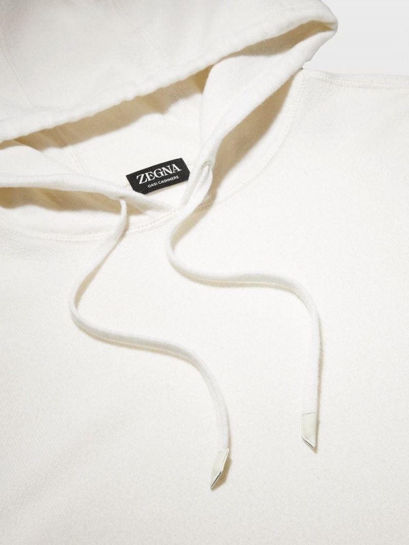 White Zegna Oasi Cashmere Hoodie | DSWAYZB-63