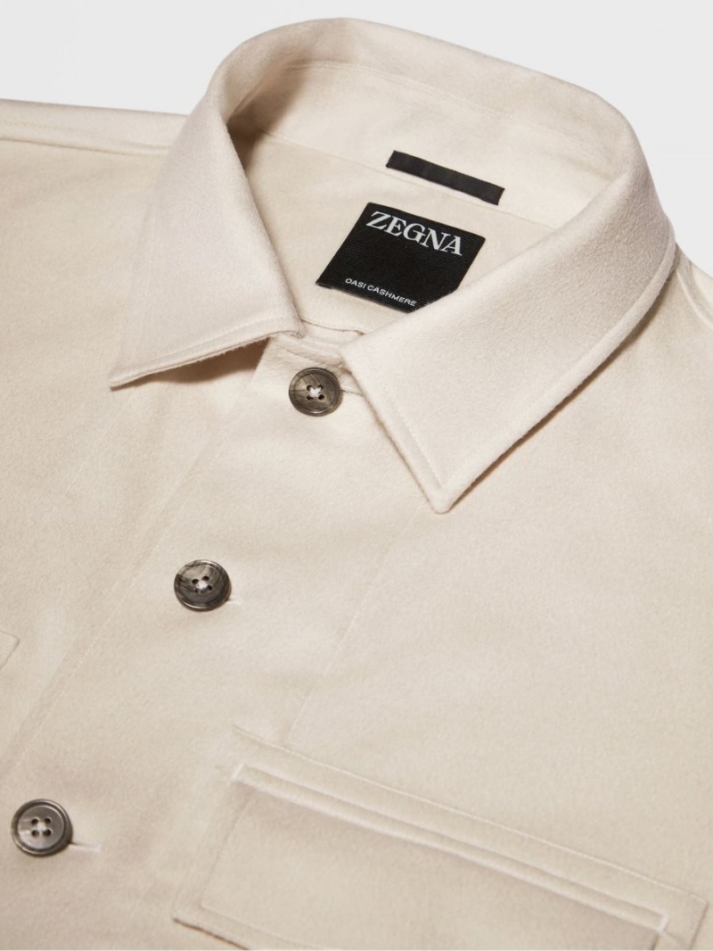 White Zegna Oasi Cashmere Overshirt | AFLROUY-96