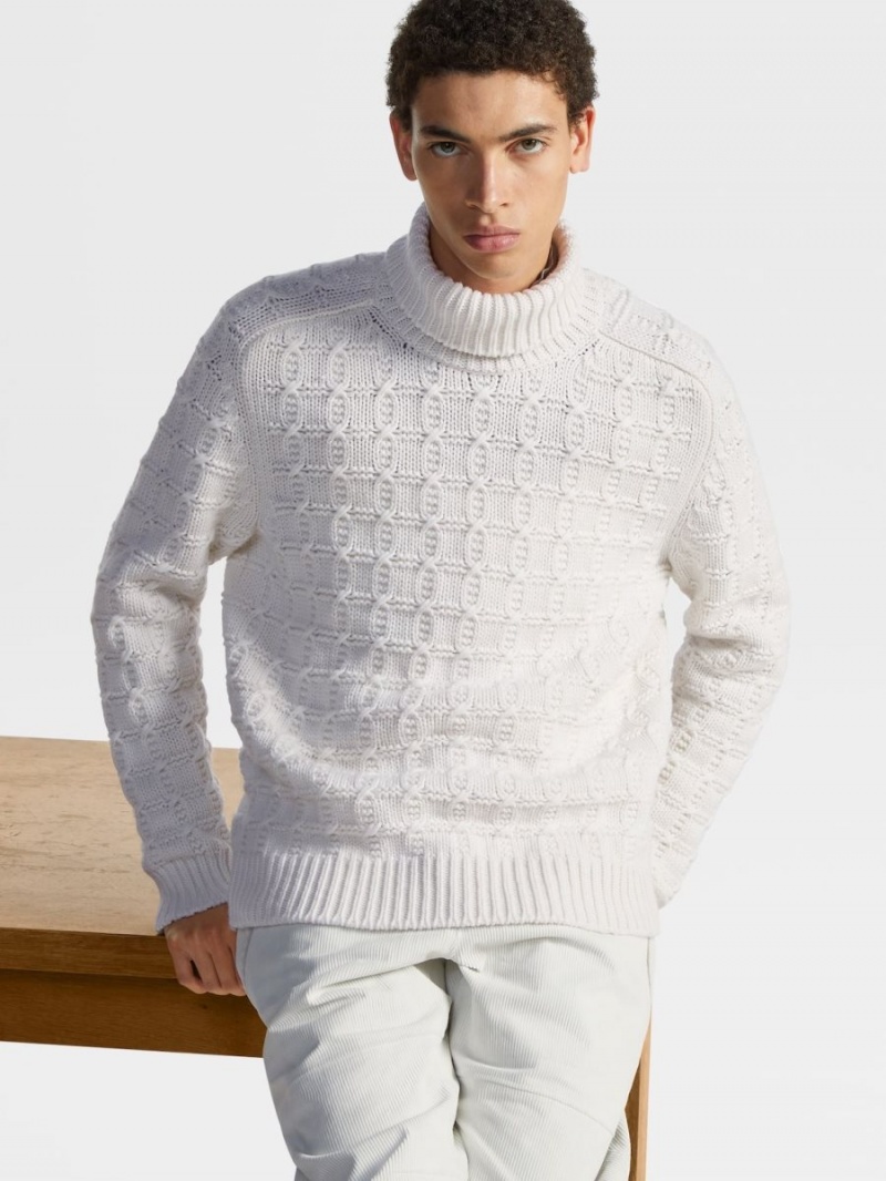 White Zegna Oasi Cashmere Turtleneck | KEYUGWQ-81