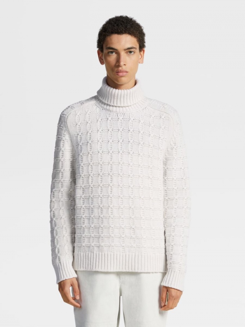 White Zegna Oasi Cashmere Turtleneck | KEYUGWQ-81