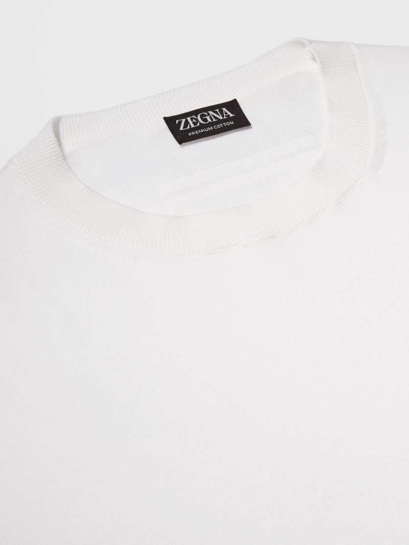 White Zegna Premium Cotton T-shirt | QIOZKPE-97