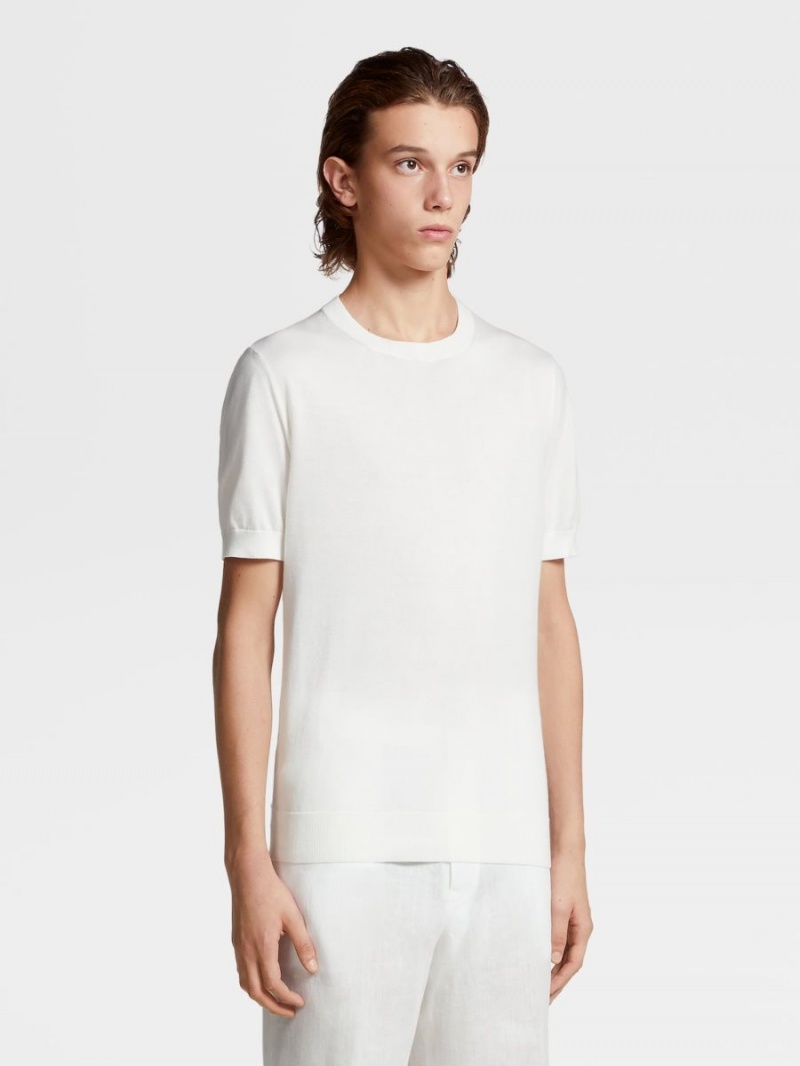 White Zegna Premium Cotton T-shirt | QIOZKPE-97