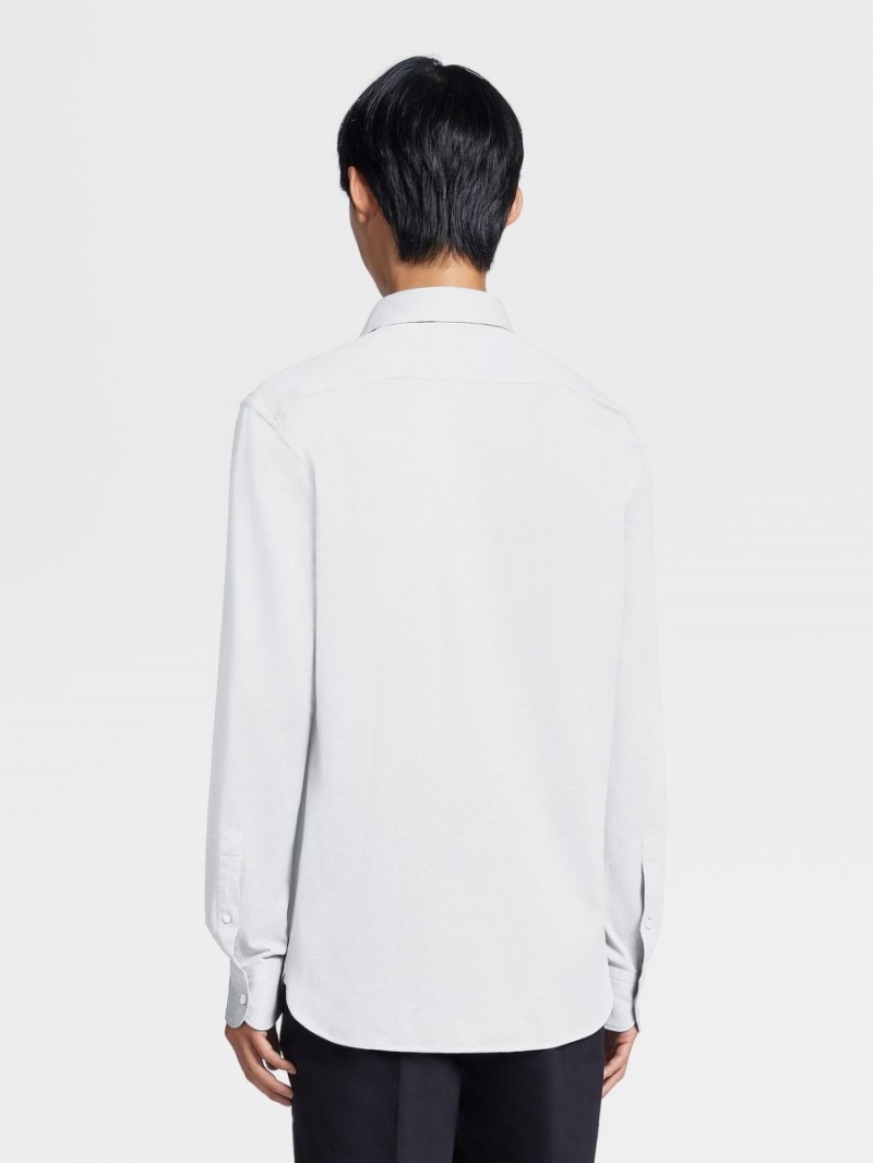 White Zegna Pure Cotton Jersey Long-sleeve Shirt | APYUVTX-54