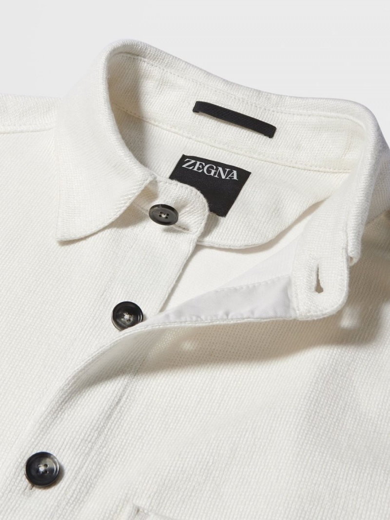 White Zegna Pure Linen Overshirt | MOGCWTR-02