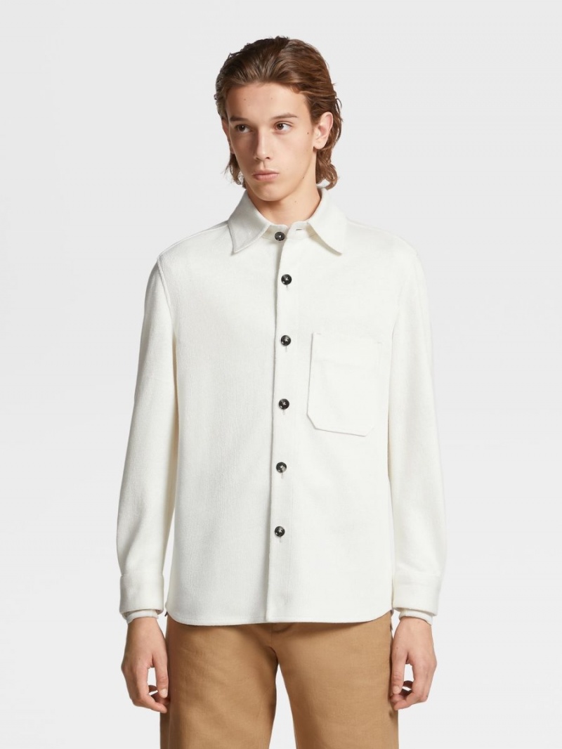 White Zegna Pure Linen Overshirt | MOGCWTR-02