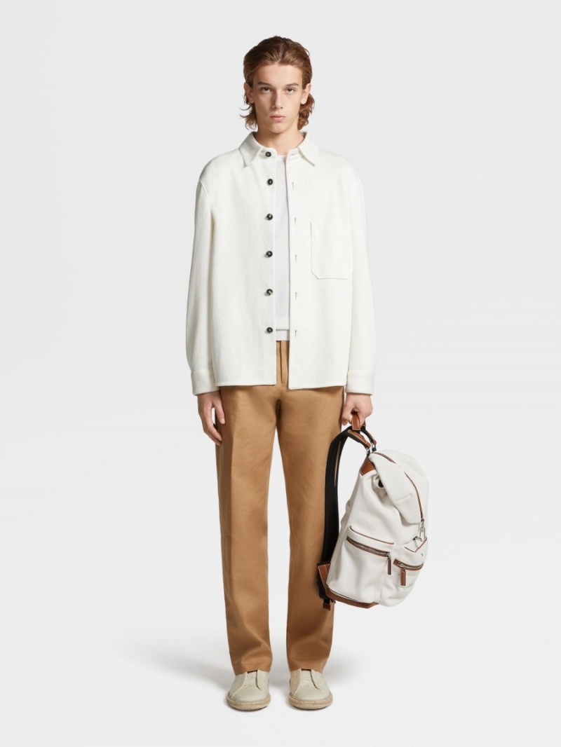 White Zegna Pure Linen Overshirt | MOGCWTR-02