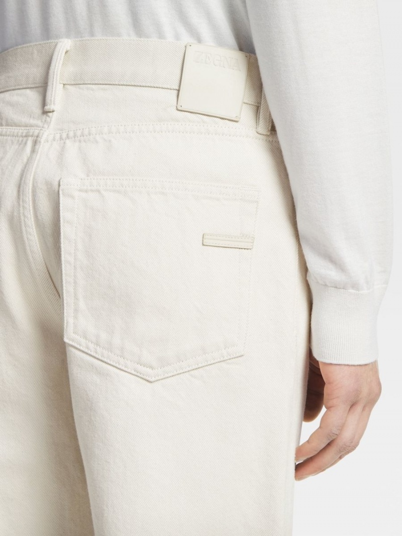 White Zegna Rinse-washed Cotton Roccia Jeans | SCZNYTX-37