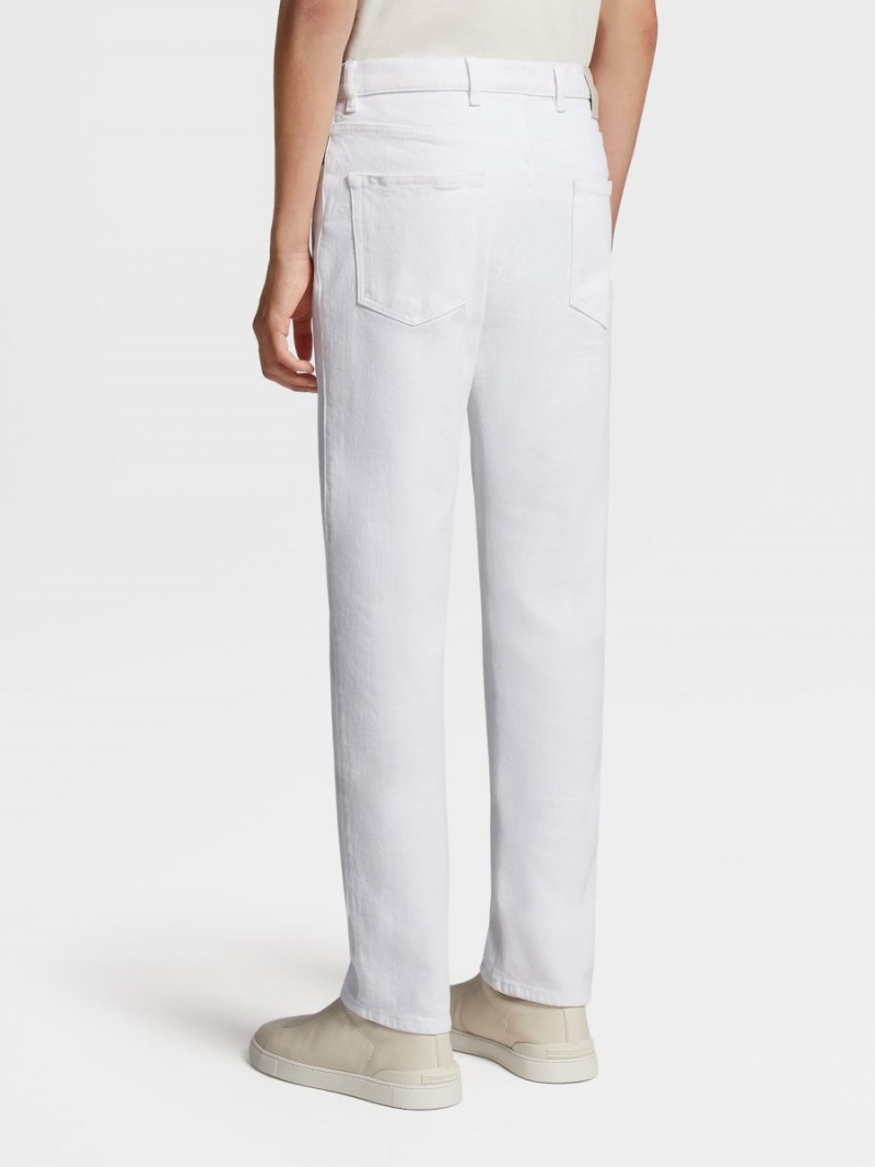 White Zegna Rinse-washed Cotton Roccia Jeans | AUKFYVR-89