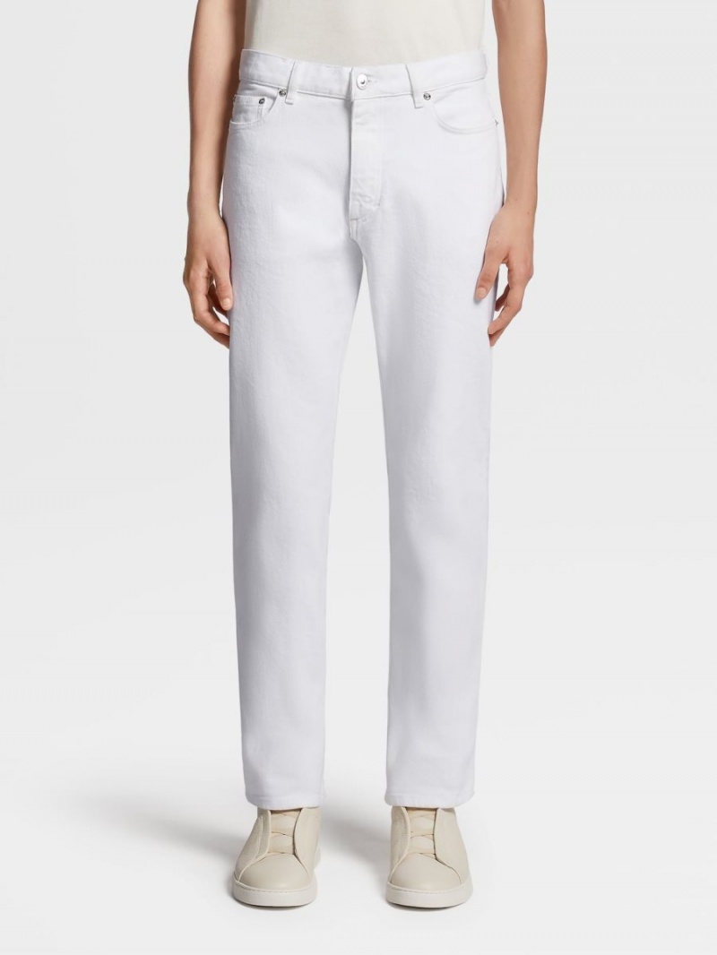 White Zegna Rinse-washed Cotton Roccia Jeans | AUKFYVR-89