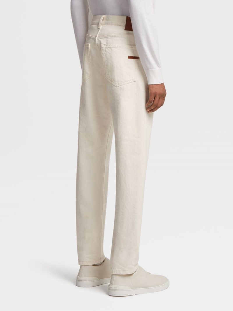 White Zegna Rinse-washed Stretch Cotton Jeans | RGUNDSZ-31