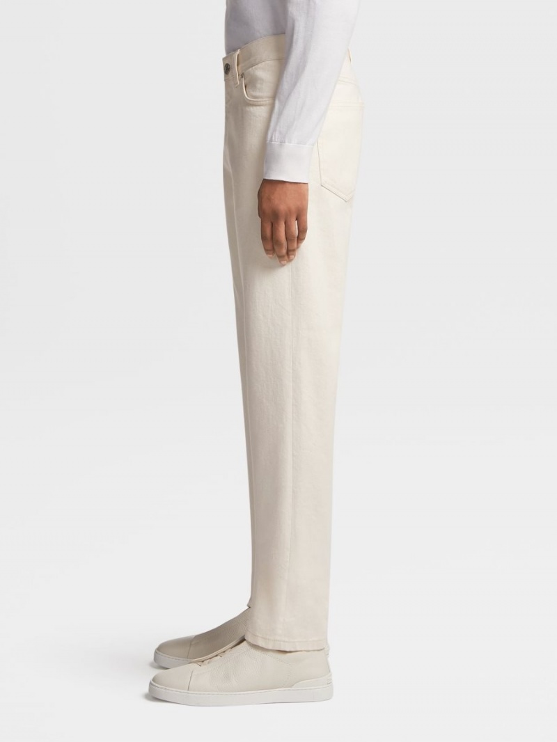 White Zegna Rinse-washed Stretch Cotton Jeans | RGUNDSZ-31