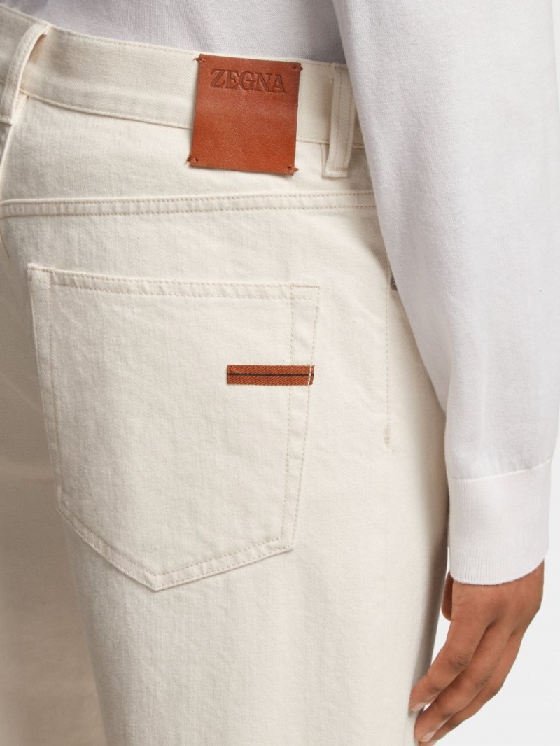 White Zegna Rinse-washed Stretch Cotton Jeans | RGUNDSZ-31