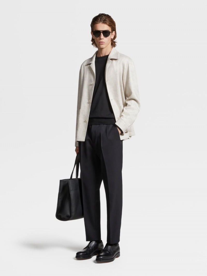 White Zegna Silk And Linen Blend Chore Jacket | OIDYUPA-10