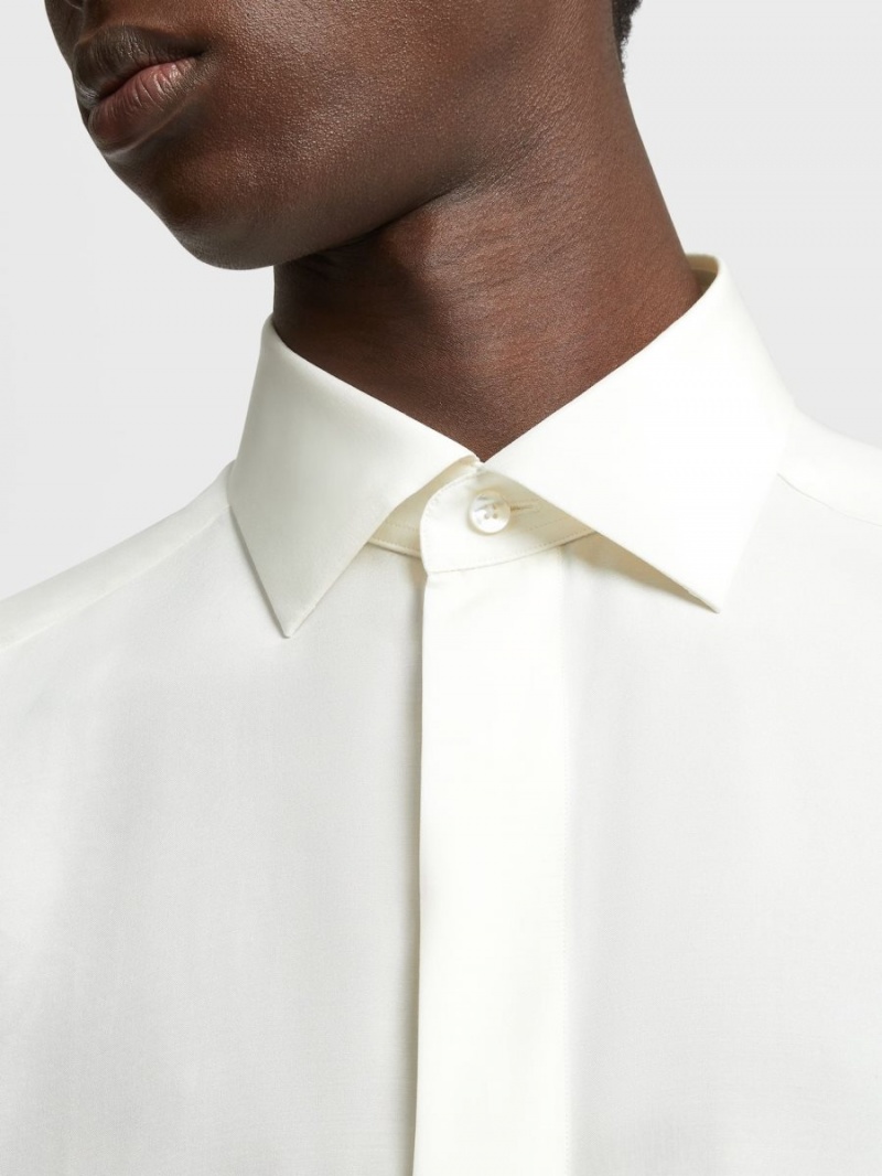 White Zegna Silk Evening Shirt | WMBCSZK-78