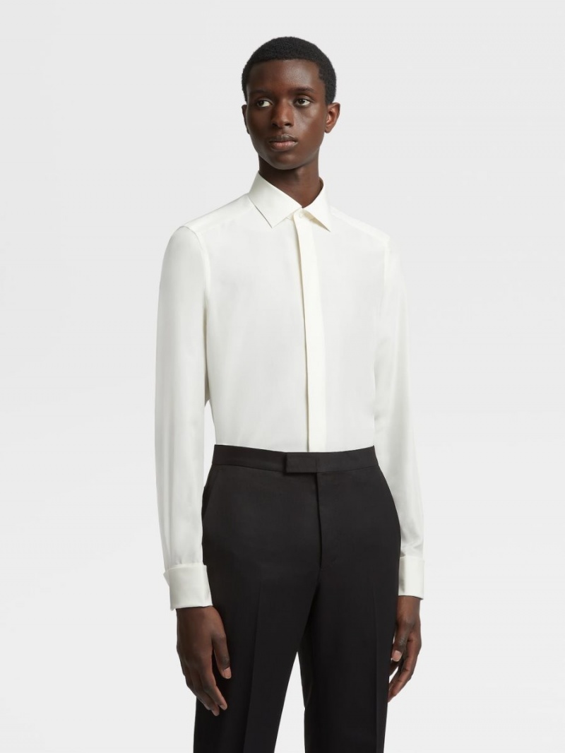 White Zegna Silk Evening Shirt | WMBCSZK-78