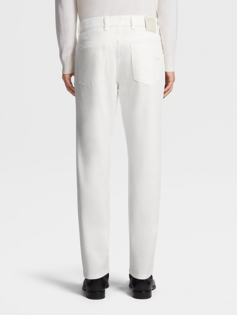 White Zegna Stretch Cotton Roccia Jeans | PHNDZQY-14