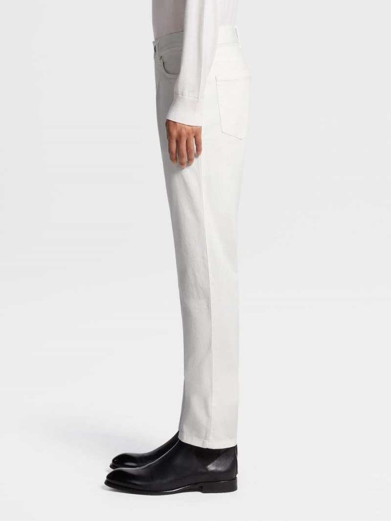 White Zegna Stretch Cotton Roccia Jeans | PHNDZQY-14