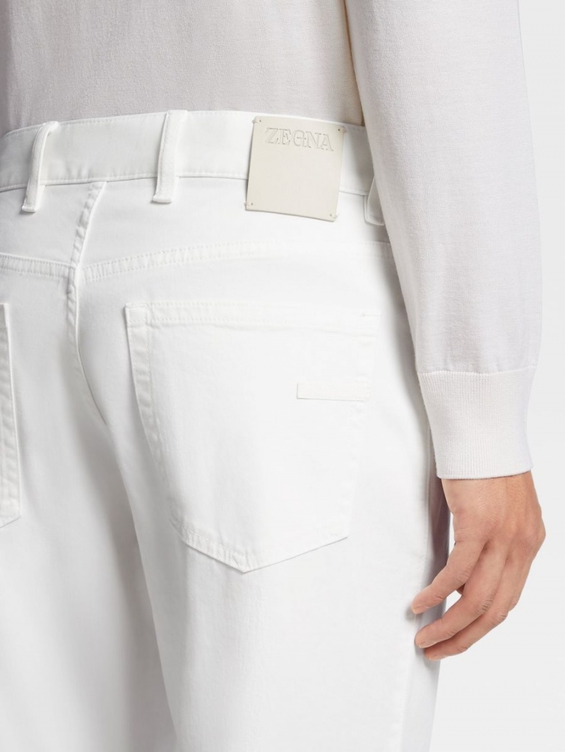 White Zegna Stretch Cotton Roccia Jeans | PHNDZQY-14