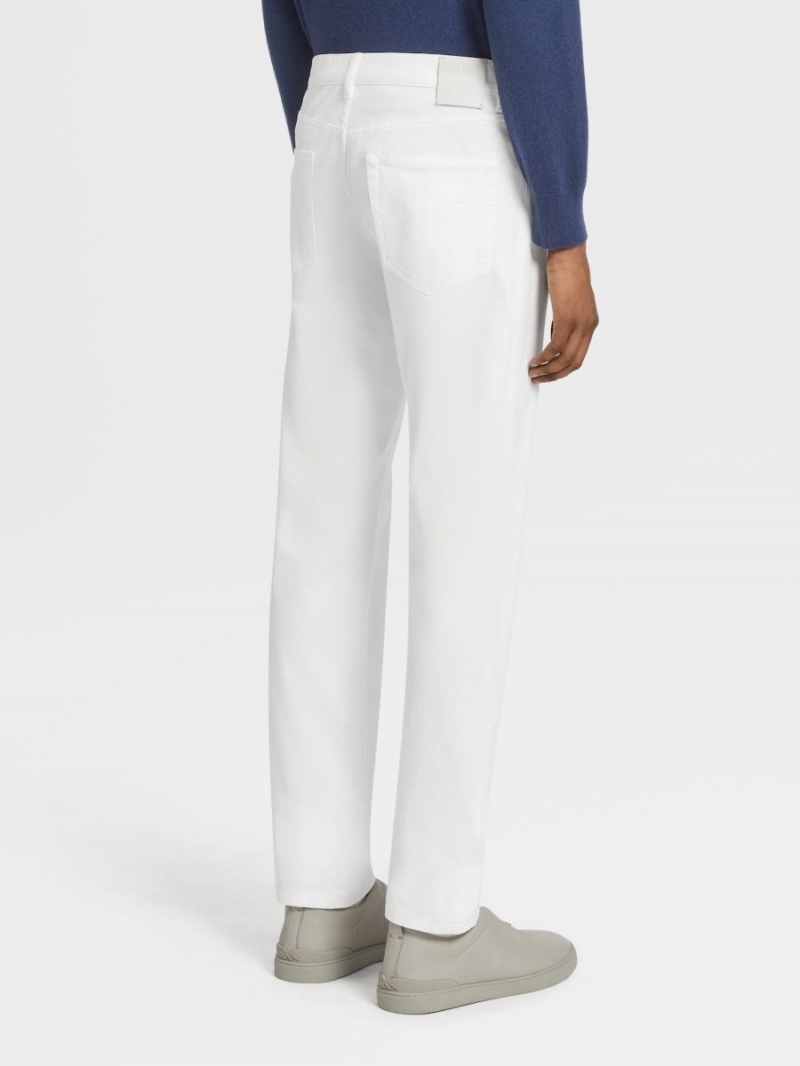 White Zegna Stretch Cotton Roccia Pants | SJNIQGB-64