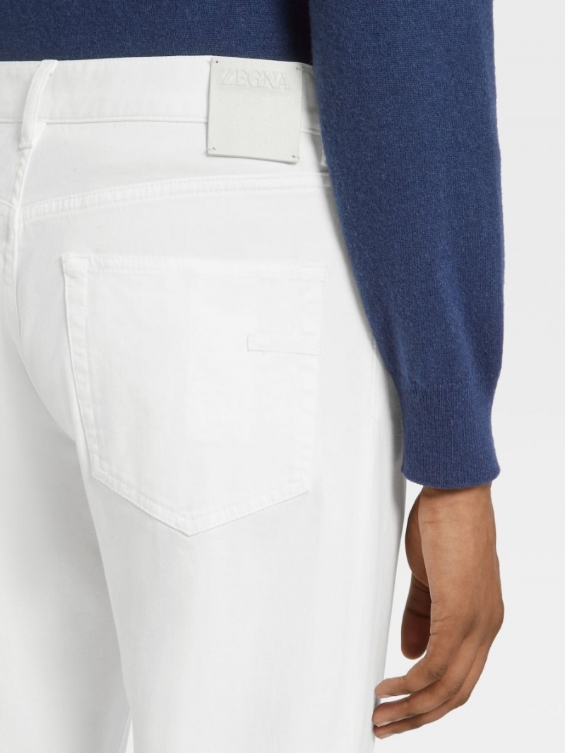 White Zegna Stretch Cotton Roccia Pants | SJNIQGB-64