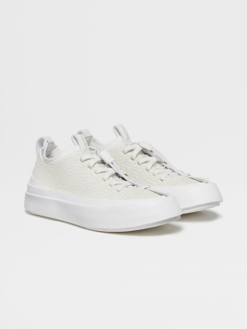 White Zegna Suede Triple Stitch Mrbailey? Sneakers | EHYURVP-47