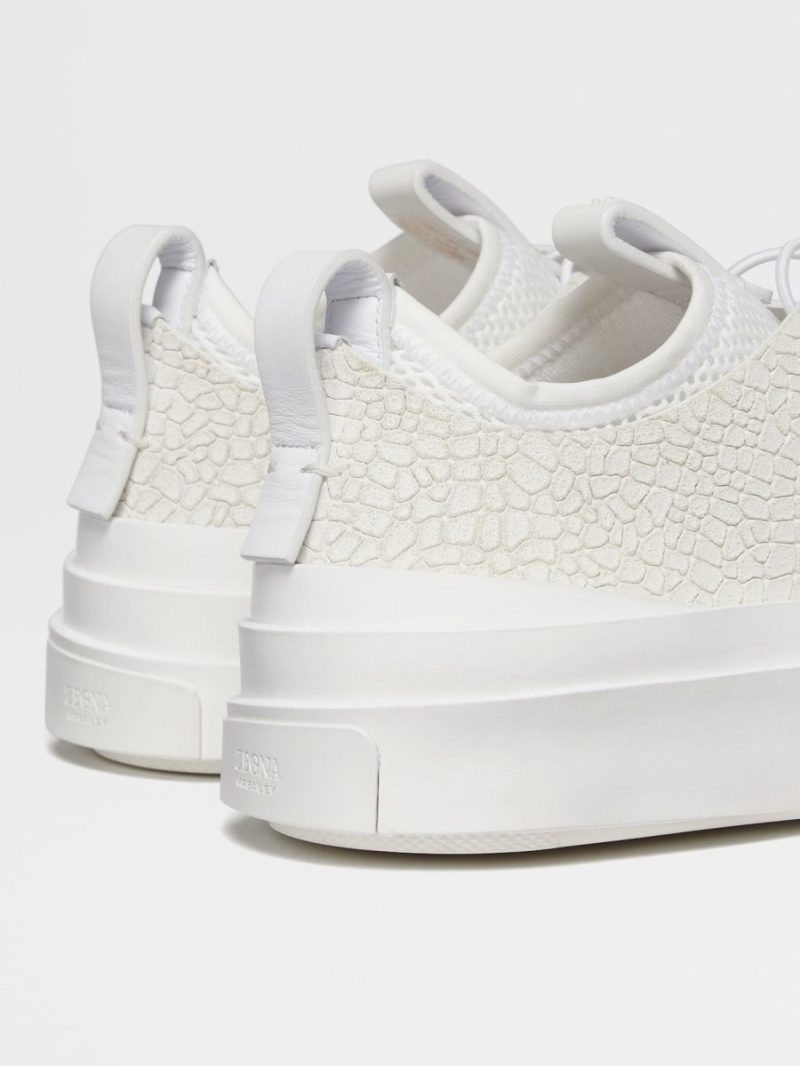 White Zegna Suede Triple Stitch Mrbailey? Sneakers | EHYURVP-47