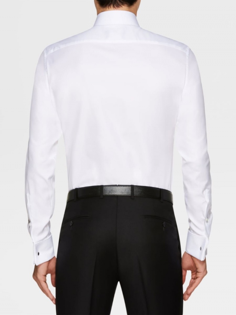 White Zegna Trofeo Cotton Tailoring Shirt, Rossini Regular Fit | NPSVRCD-31