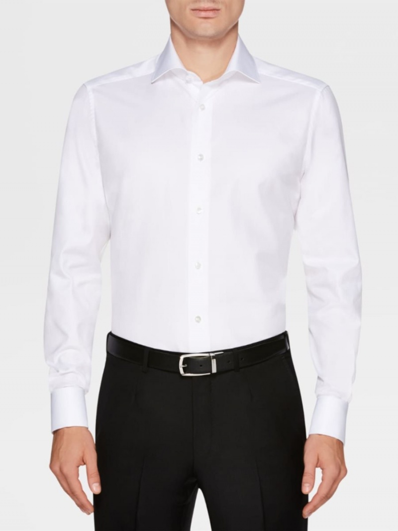 White Zegna Trofeo Cotton Tailoring Shirt, Rossini Regular Fit | NPSVRCD-31