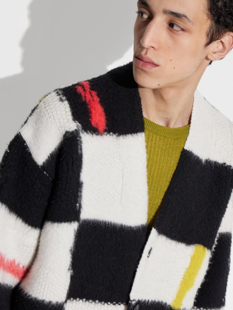 White / Black Zegna The Elder Statesman Cashmere And Wool Cardigan | GXACVZR-09