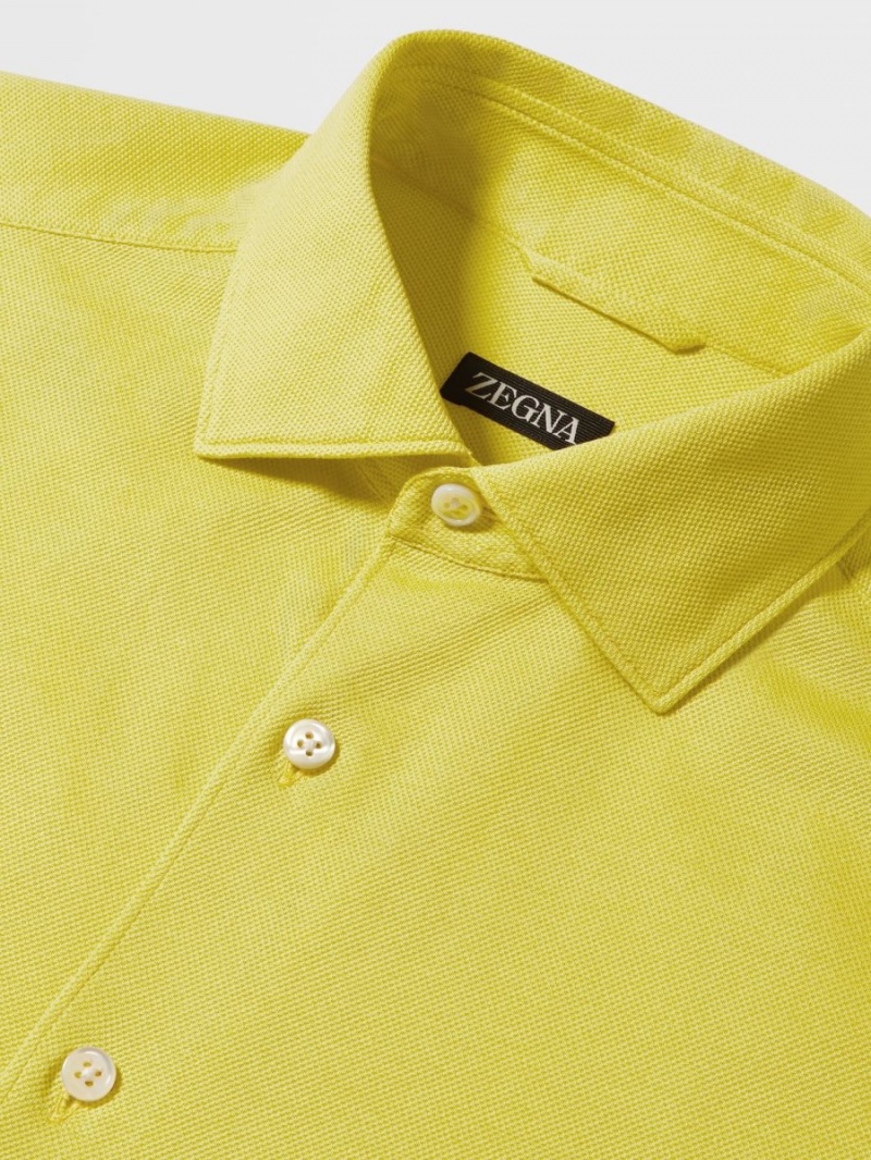 Yellow Zegna Pure Cotton Jersey Long-sleeve Shirt | KZYFTBM-15