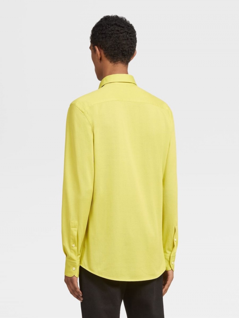 Yellow Zegna Pure Cotton Jersey Long-sleeve Shirt | KZYFTBM-15