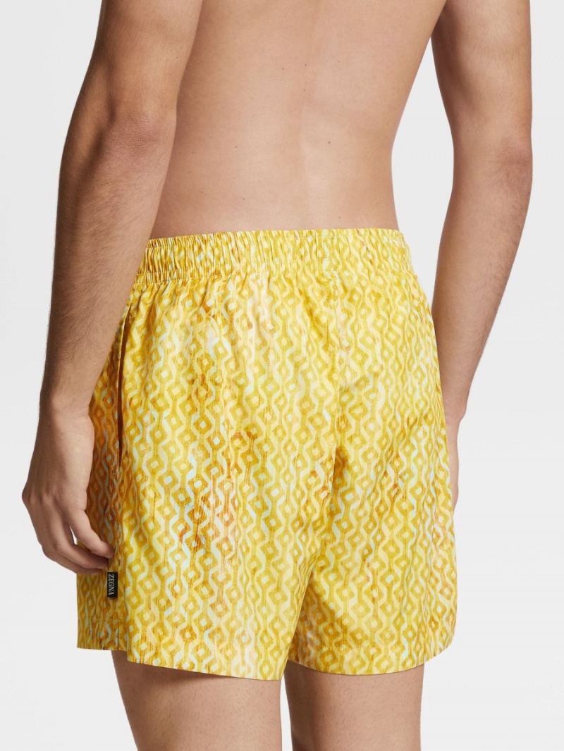 Yellow Zegna Technical Fabric Printed Swim Boxers | GRPJXYT-03